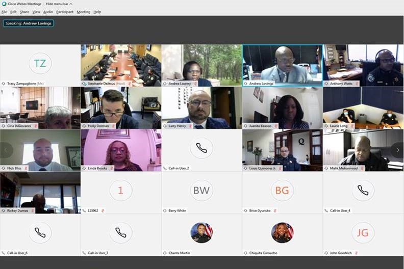 A screenshot from a virtual meeting with all attendees