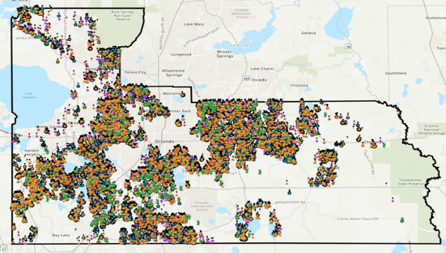 mapa de proyectos de incentivos en el Condado de Orange