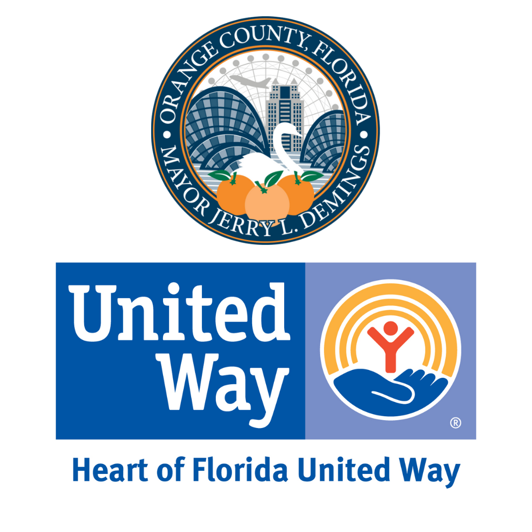 Seal for Orange County Mayor Jerry L. Demings next to the logo for Heart of Florida United Way