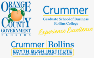 Logos for Orange County Government Florida, Crummer Graduate School of Business, Crummer Rollins and Edyth Bush Institute for Philanthropy and Nonprofit Leadership