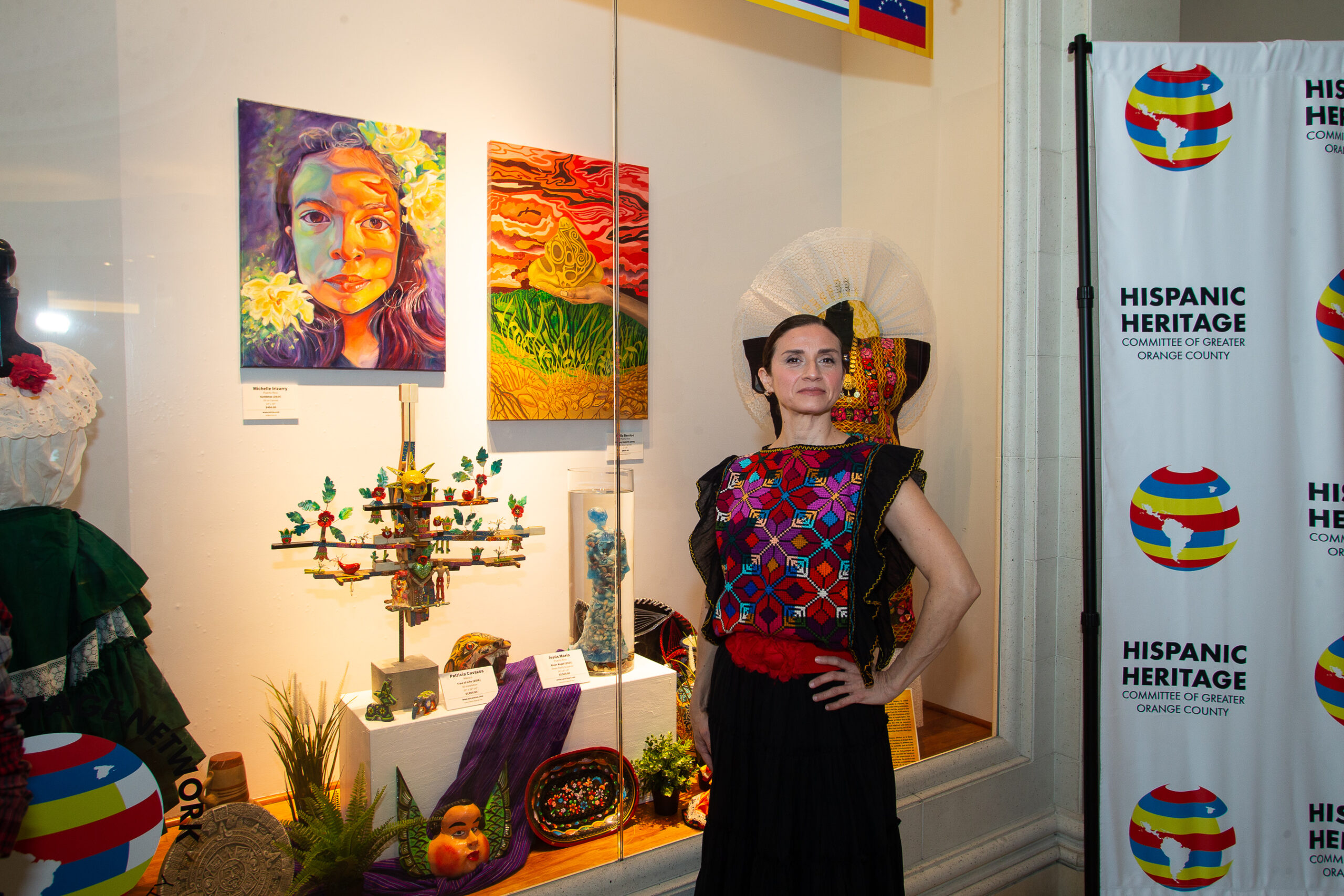 In celebration of Hispanic Heritage Month, a new art exhibit was unveiled on September 19, 2022 at the Mall of Millenia featuring colorful artwork and festive traditional dresses from several Hispanic countries.