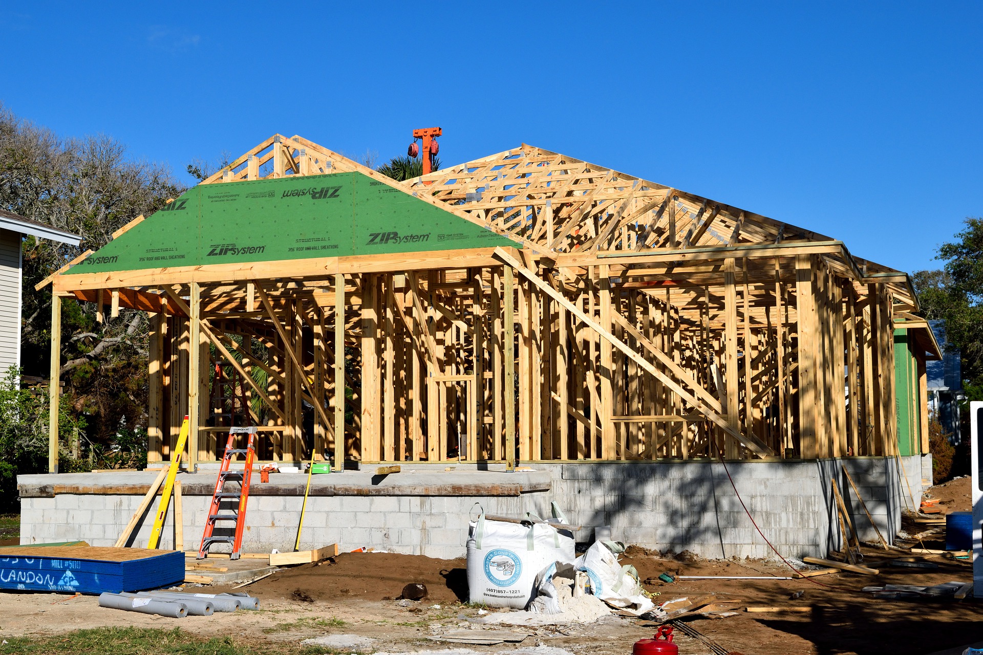 Construction site of a home being built