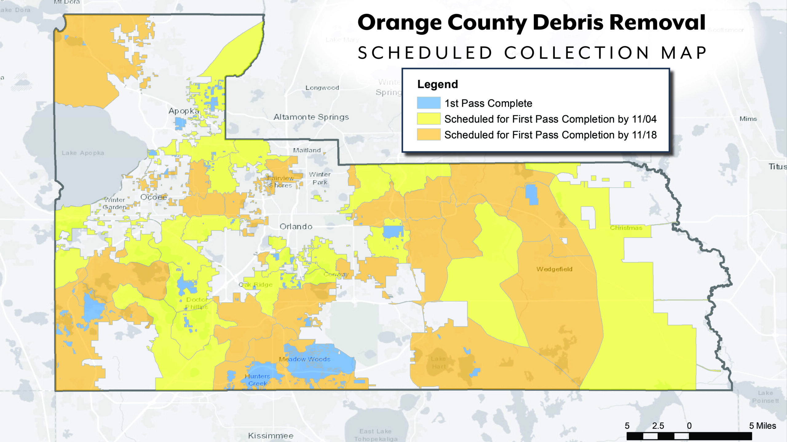 Orange County Debris Removal Scheduled Collection Map