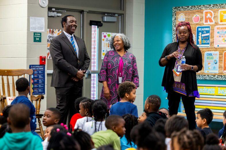 Orange County Mayor Jerry L. Demings visits students at Pinewood Elementary School in Orlando.